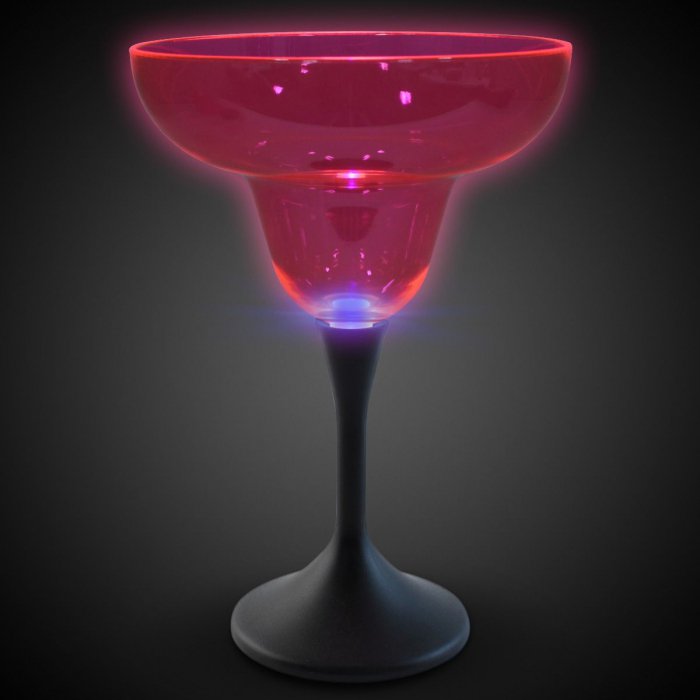Neon Pink LED 10 oz Margarita Glass