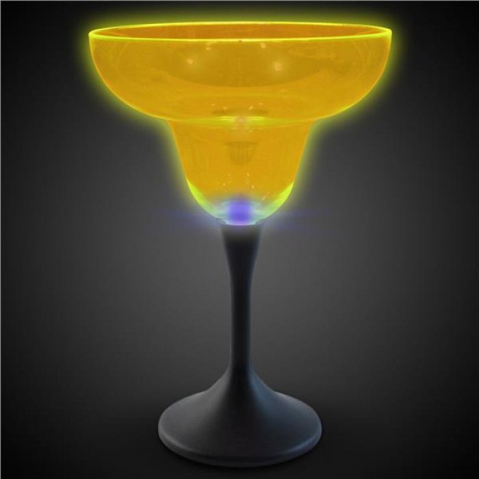 Neon Yellow LED 10 oz Margarita Glass