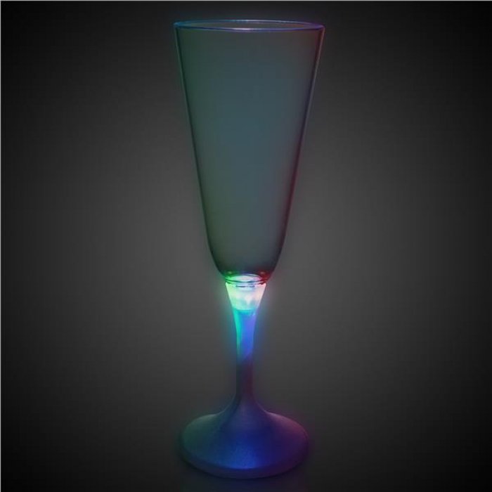 LED 7 oz  Champagne Glass White Stem