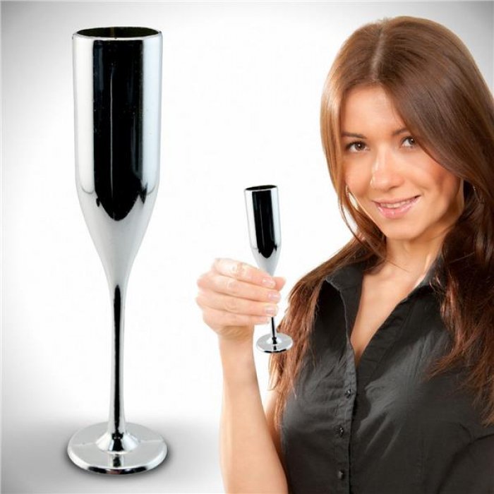 Silver Champagne Flutes (Per 12 pack)