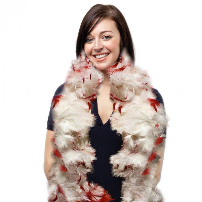 Red & White Feather Boa