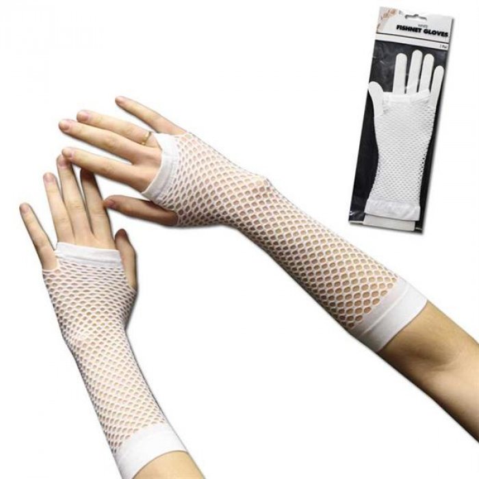 White Fishnet Fingerless Gloves (Per pair)