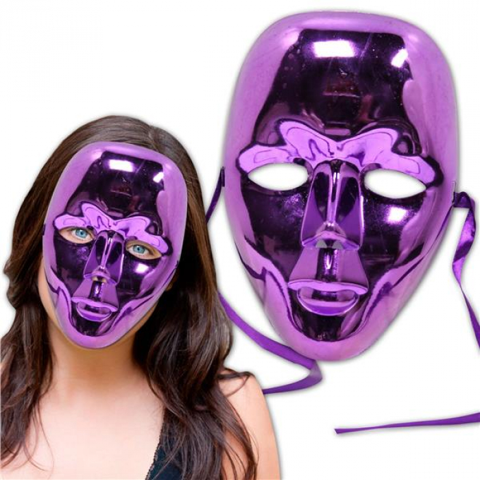 Purple Metallic Full Face Masks (Per 12 pack)