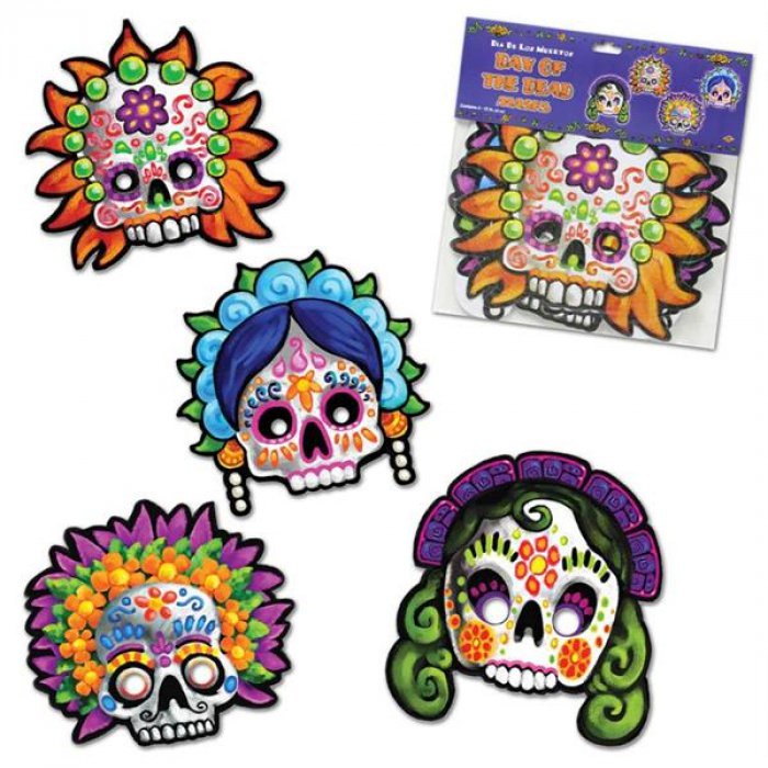 Day Of The Dead Masks (Per 4 pack)