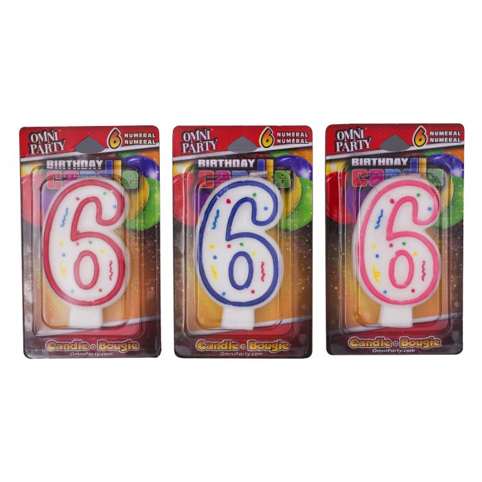 Number 6 Candles (Per 3 pack)
