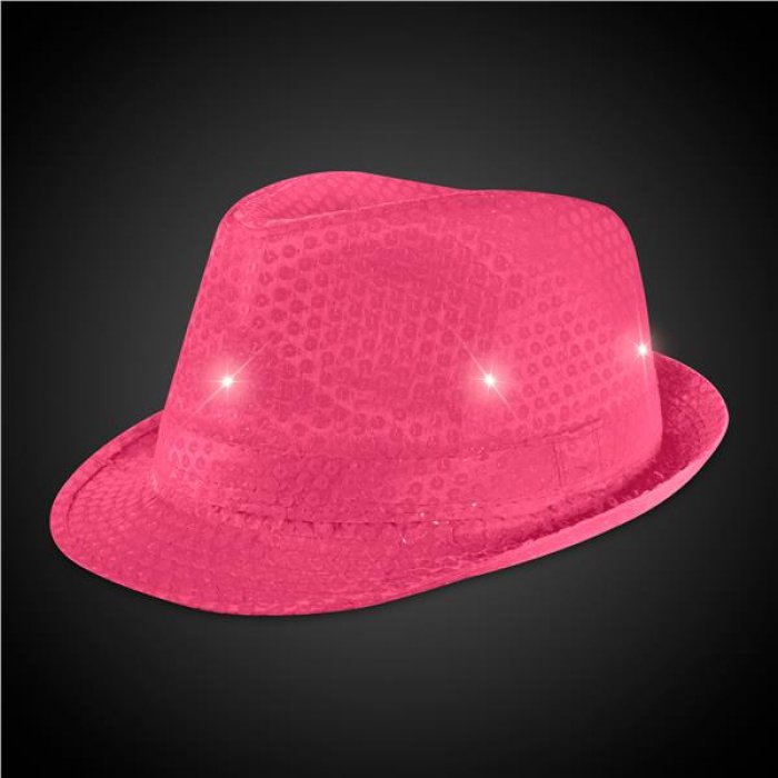 LED Neon Pink Sequin Fedora