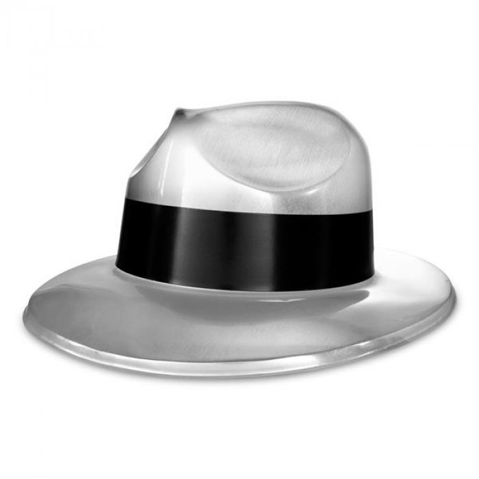 Silver Gangster Fedora Hats (Per 12 pack)