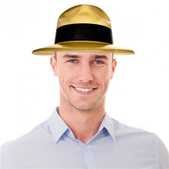 Gold Gangster Fedora Hats (Per 12 pack)