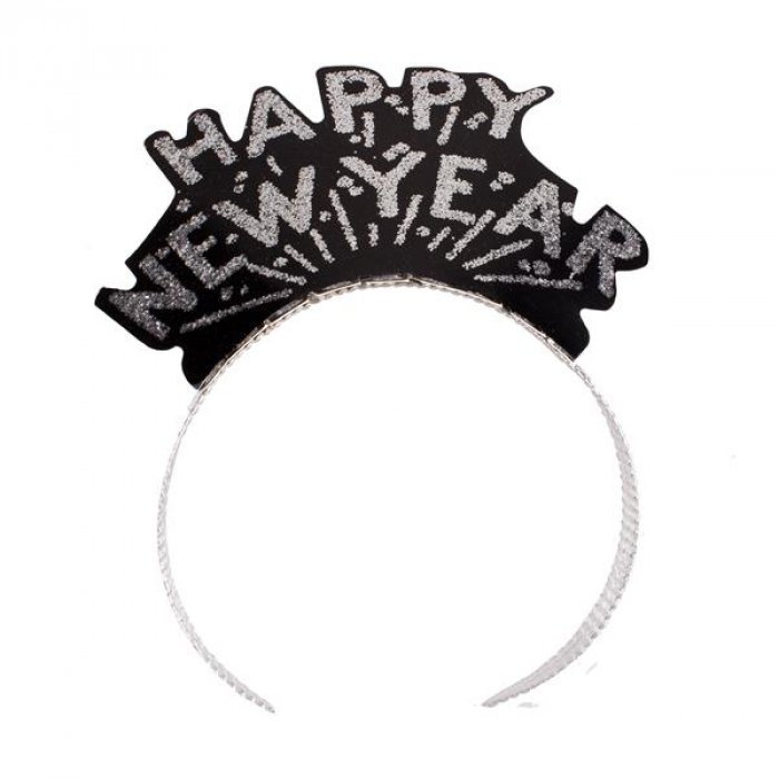 Happy New Year Black & Silver Tiaras (Per 12 Pack)