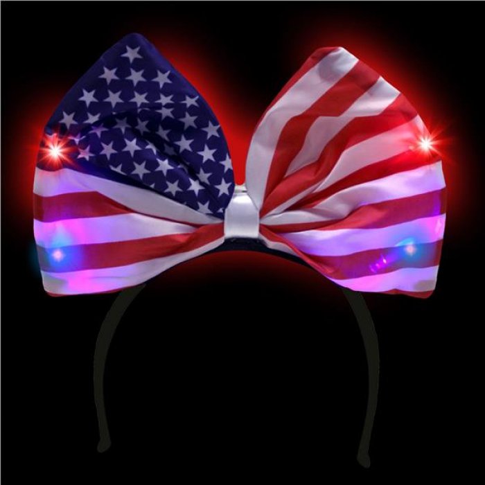 LED USA Flag Bow Headband