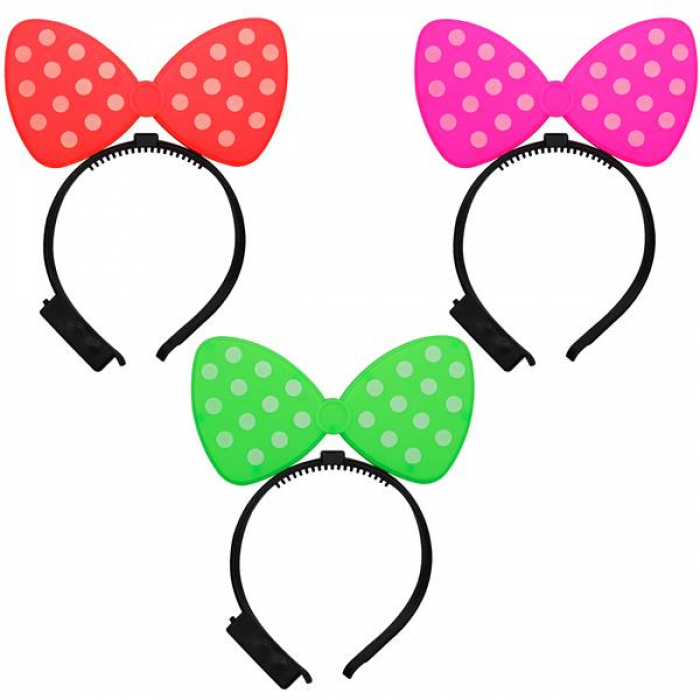 LED Polka Dot Bow Headbands (Per 12 pack)