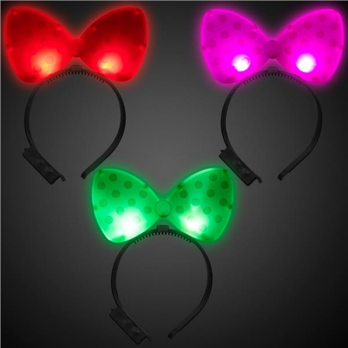 LED Polka Dot Bow Headbands (Per 12 pack)