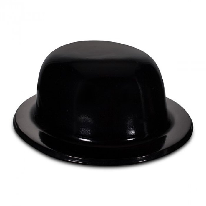 Black Plastic Derby Hats (Per 12 pack)
