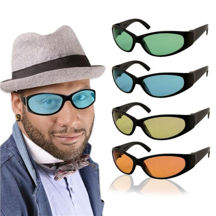 Colored Lens Black Wrap Sunglasses (Per 12 pack)