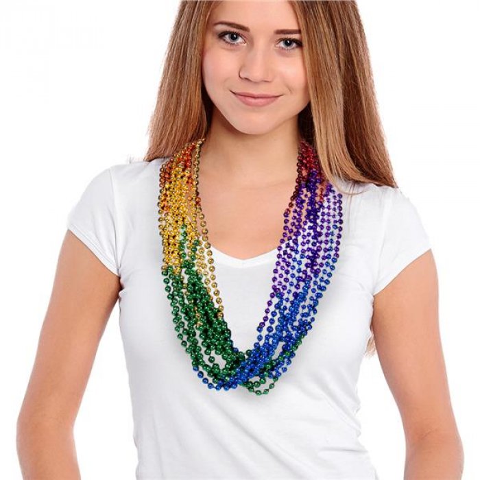 Rainbow Bead 33" Necklaces (Per 12 pack)