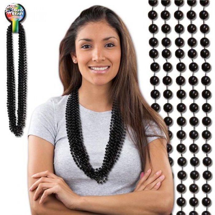 Black Bead 33" Necklaces (Per 12 pack)