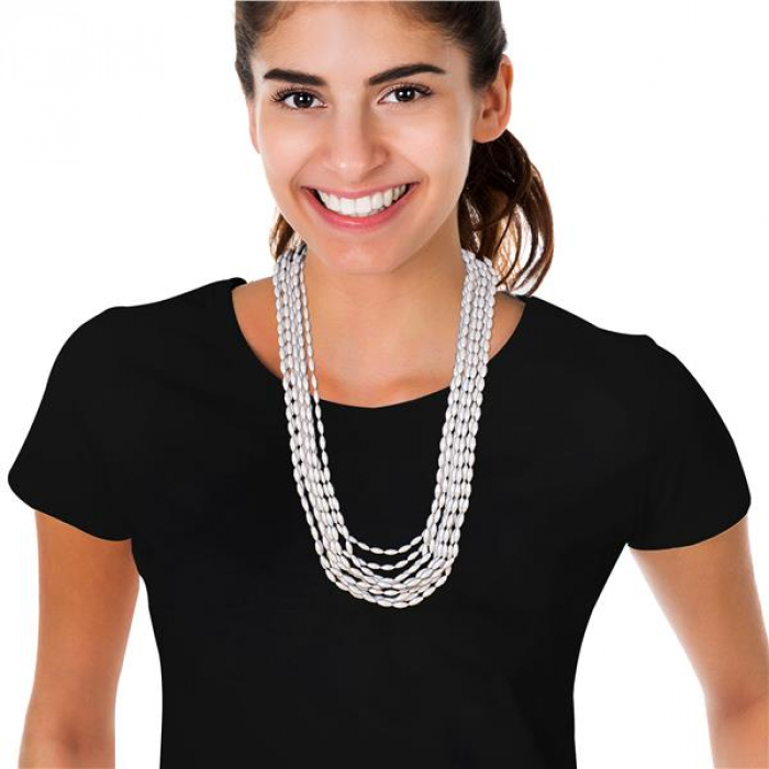 Pearl White 33" Bead Necklaces (Per 12 pack)