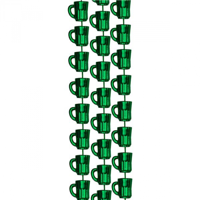Green Bead Beer Mug 33" Necklaces (Per 12 pack)