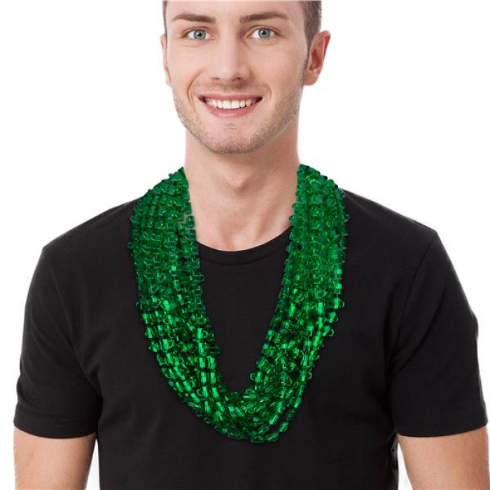 Green Bead Beer Mug 33" Necklaces (Per 12 pack)