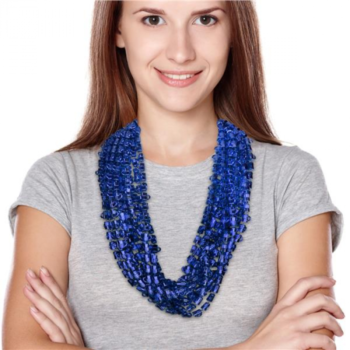 Blue Bead Beer Mug 33" Necklaces (Per 12 Pack)