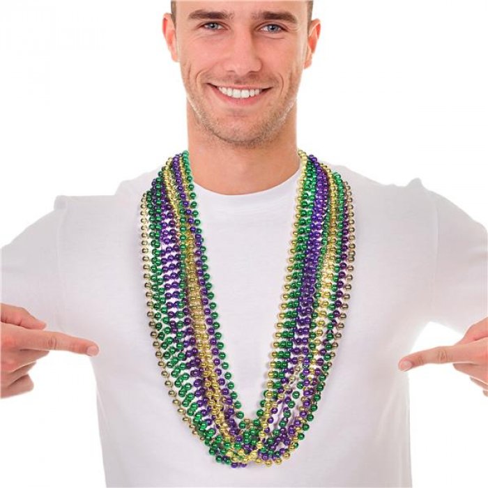 Mardi Gras Bead 33" Necklaces (Per 12 pack)