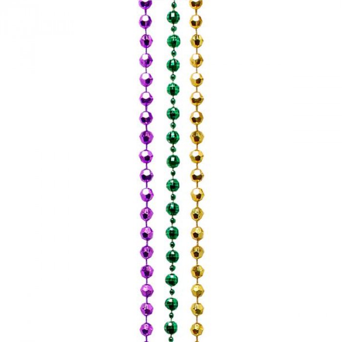 Mardi Gras Bead Faceted 33" Necklaces (Per 12 pack)