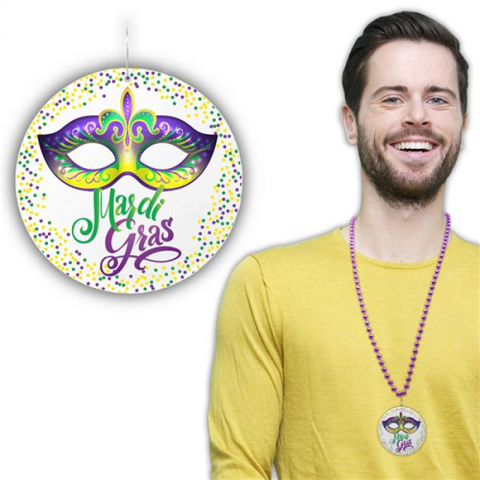 Mardi Gras Mask Bead Necklaces (Per 12 pack)