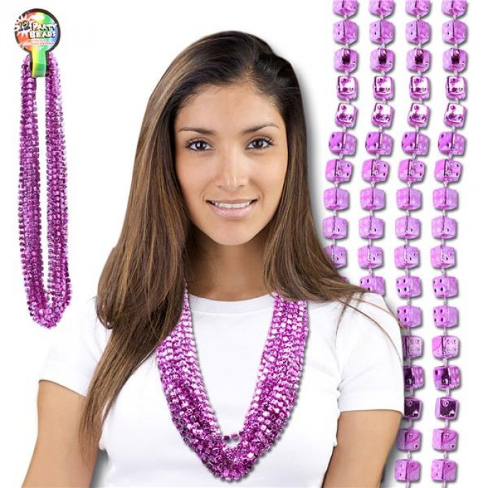 Pink Dice Bead 33" Necklaces (Per 12 pack)
