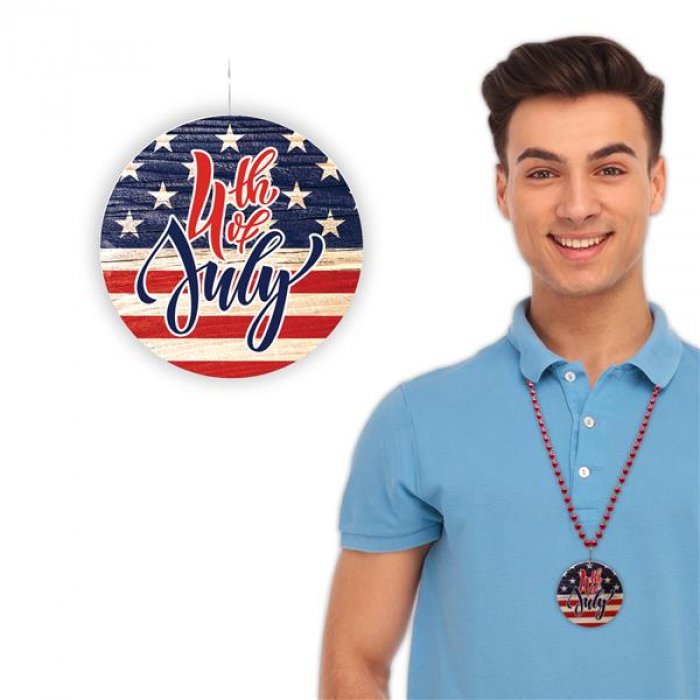 4th of July Flag Necklaces (Per 12 pack)