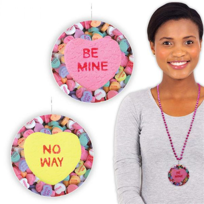 Candy Hearts Bead  Necklaces (Per 12 pack)