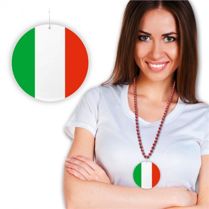 Italian Flag Plastic Medallion