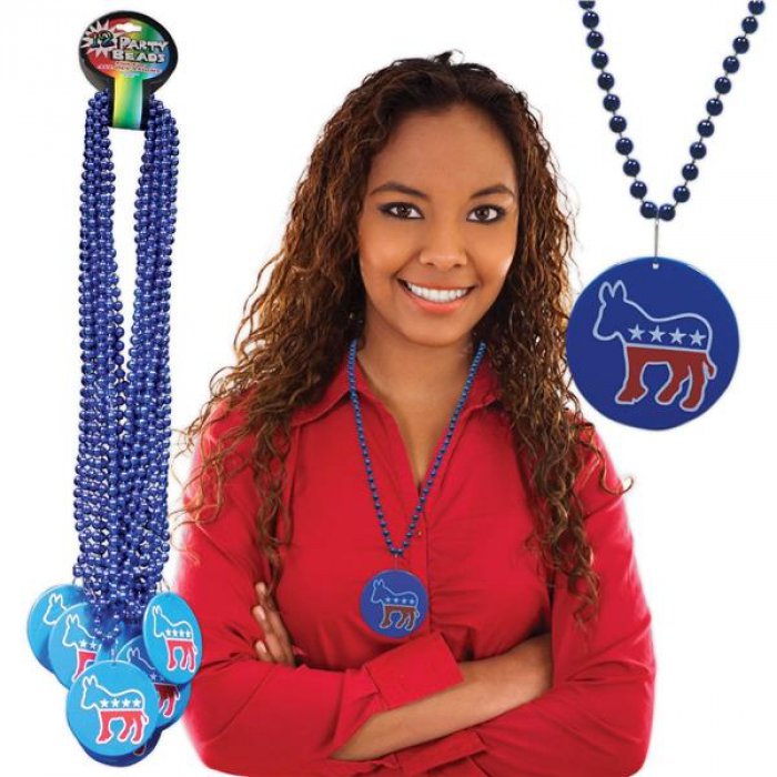 Democrat Bead Necklaces (Per 12 pack)