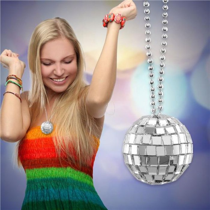 Mirror Ball Disco Necklaces (Per 12 pack)