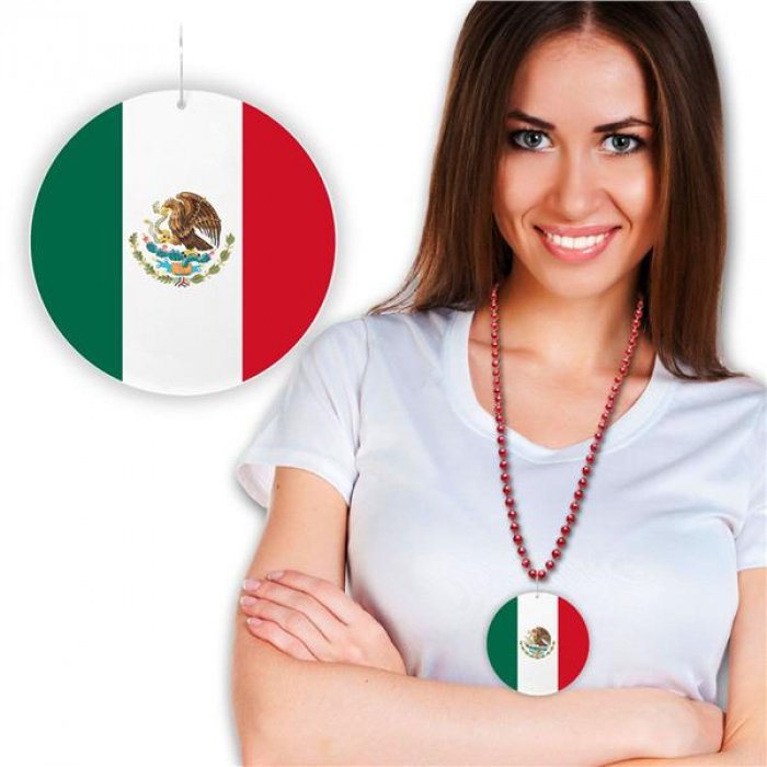 Mexican Flag Plastic Medallion