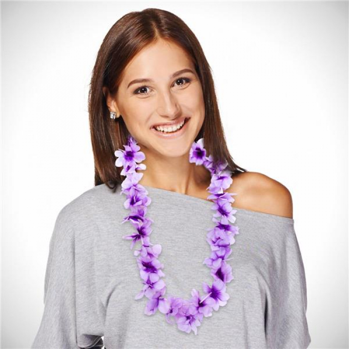 Purple Silk Flower 36" Leis (Per 12 pack)