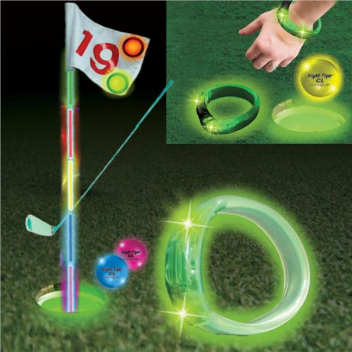 Green LED and Light - Up Golf Cup Rings (Per 9 pack)