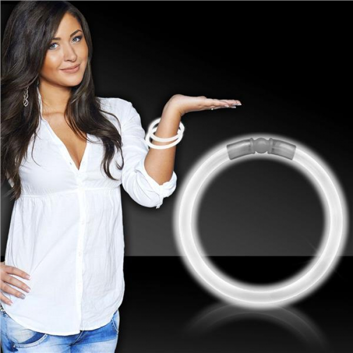 White 8" Glow Bracelets (Per 50 pack)