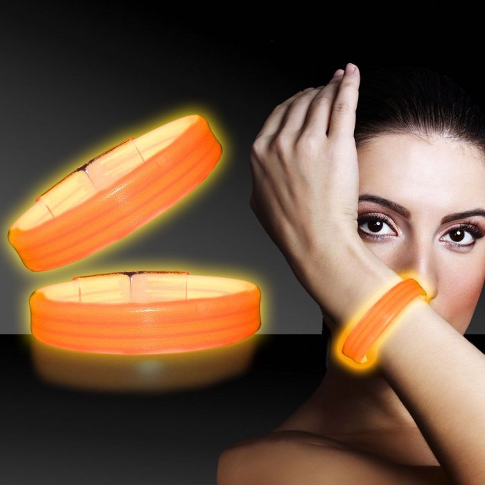 Orange Triple Wide Glow Bracelets (Per 25 Pack)