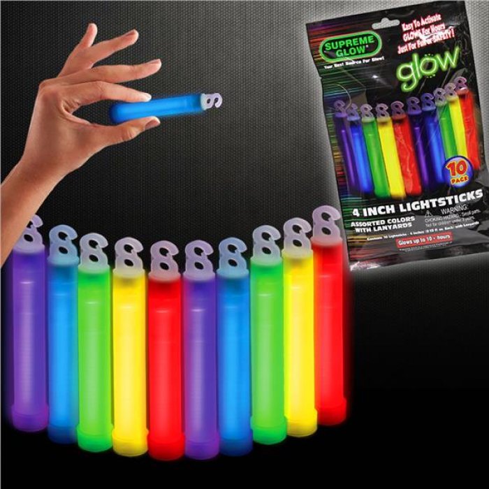 Assorted Color 4" Glow Sticks (Per 10 pack)