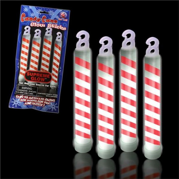 Candy Cane 6" Glow Sticks (Per 4 pack)