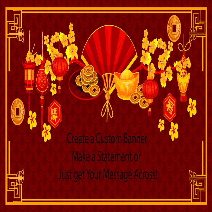 Chinese Fan Custom Banner - 12 x 24