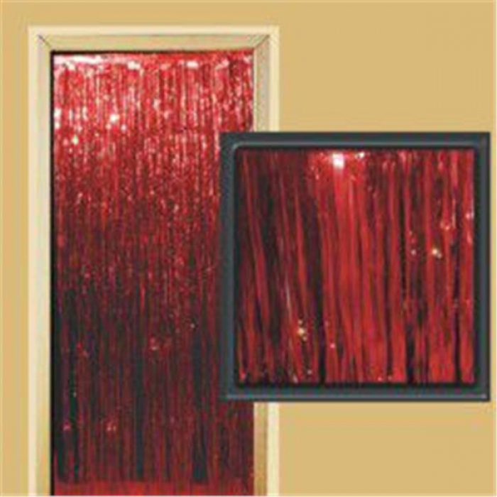 Red Metallic Fringed Door Curtain