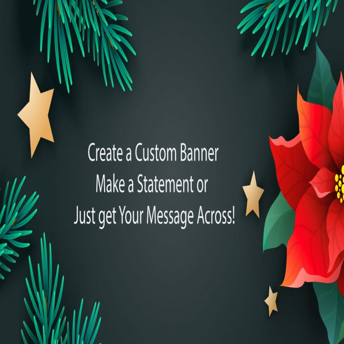 Poinsettia Holiday Custom Banner - 12 x 24
