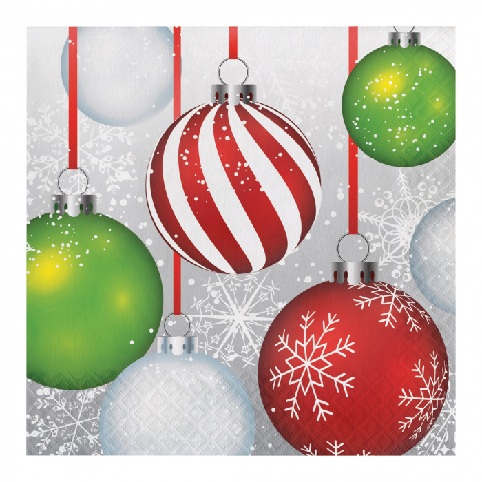 Christmas Ornaments Lunch Napkins (Per 16 pack) Christmas Ornaments Lunch Napkins (Per 16 pack)