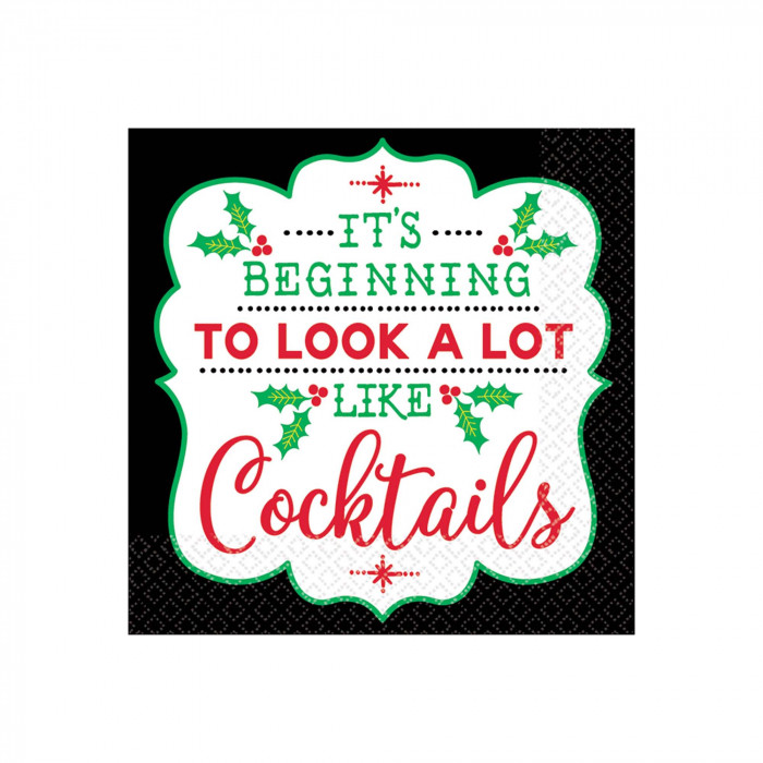 Christmas Cocktails Beverage Napkins (Per 16 pack) Christmas Cocktails Beverage Napkins (Per 16 pack)