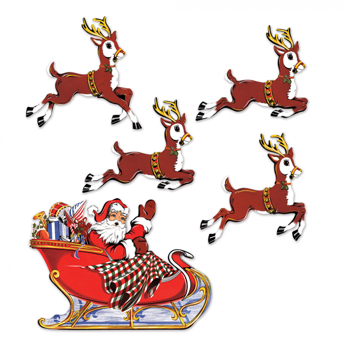 Vintage Santa & Sleigh Cutouts (Per 5 pack) Vintage Santa & Sleigh Cutouts (Per 5 pack)