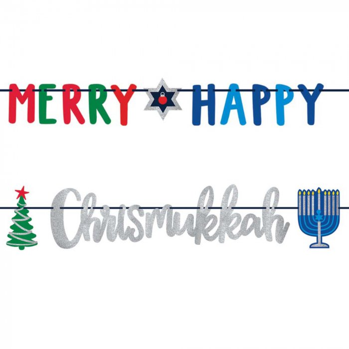 Merry Happy Chrismukkah Banners (Per 2 pack)