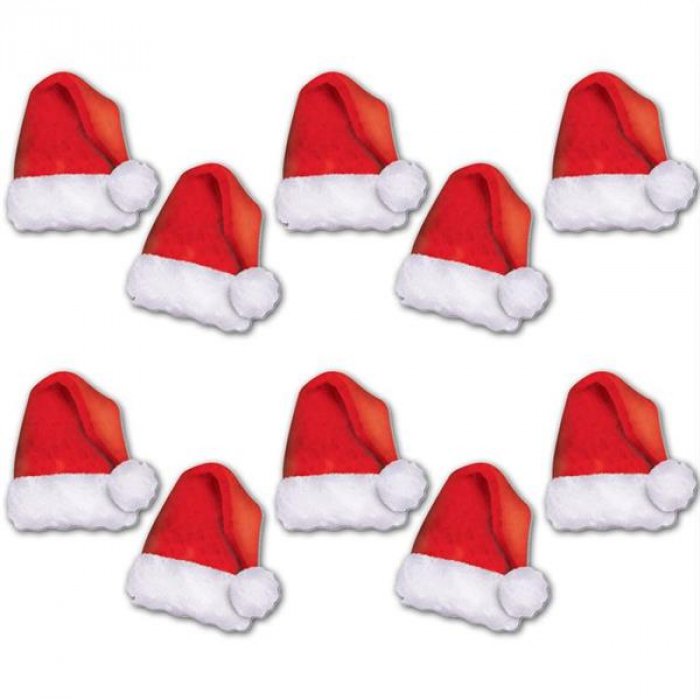 Mini Santa Hat Cutouts (Per 10 pack)