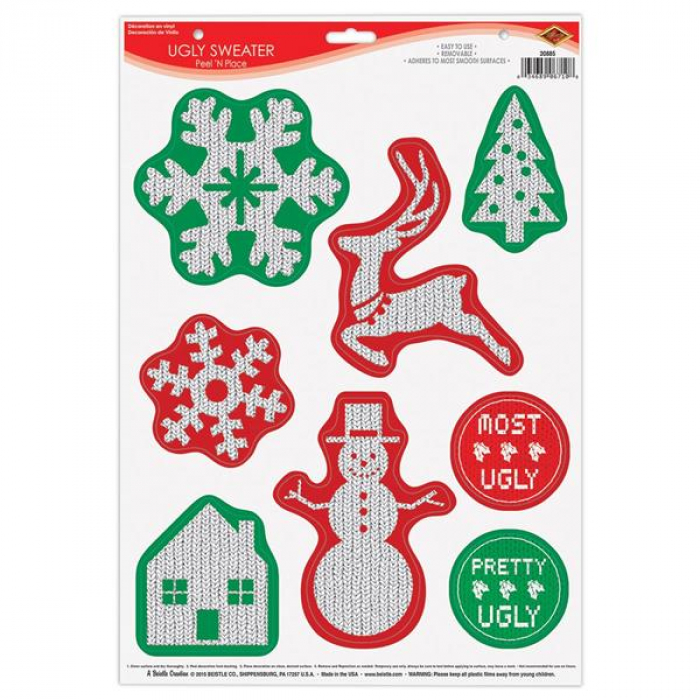 Ugly Sweater Window Clings (Per 8 pack)