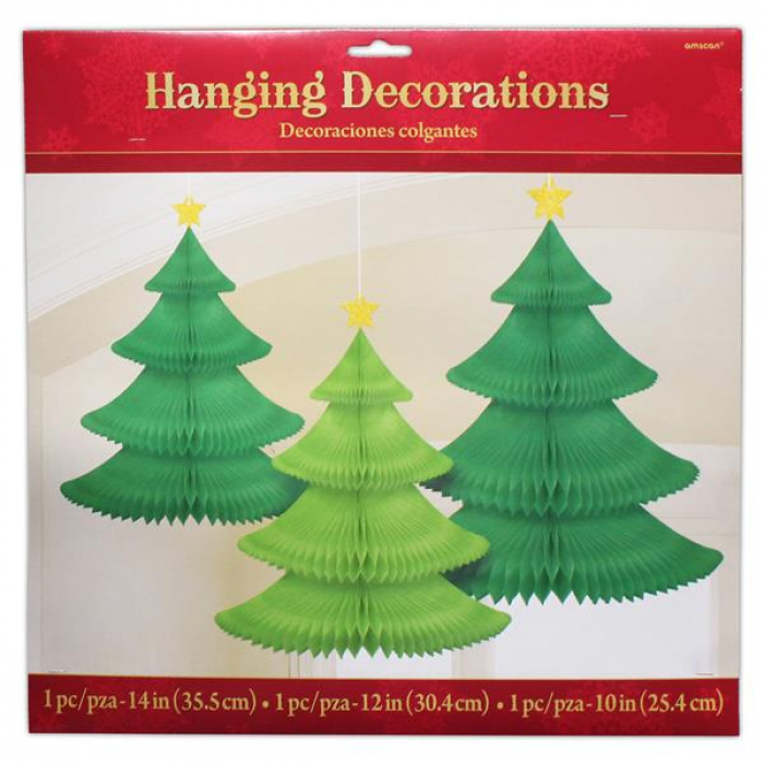 Christmas Tree Honeycomb Decorations (Per 3 pack)